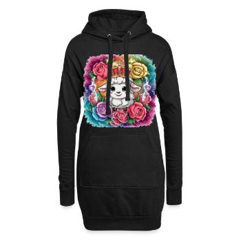 Royal Kawaii Sheep with Roses - Hoodie Dress - black - Front