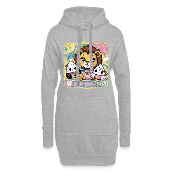 Lion Kawaii dans le style Dessin Animé Kawaii Onigiri - Sweat-shirt à capuche long Femme - gris chiné - Devant