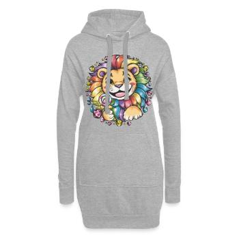 Mignon lion kawaii avec des bonbons - Sweat-shirt à capuche long Femme - gris chiné - Devant