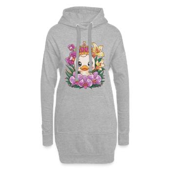 Canetons kawaii aux orchidées et lys - Sweat-shirt à capuche long Femme - gris chiné - Devant