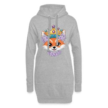 Kawaii Fuchs mit farbenfrohen Blumen - Hoodie-Kleid - Grau meliert - Vorne