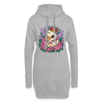 Canetons kawaii avec couronne, roses et lilas. - Sweat-shirt à capuche long Femme - gris chiné - Devant