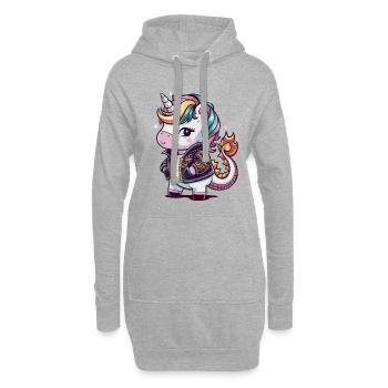 Licorne Kawaii avec tenue de dragon - Sweat-shirt à capuche long Femme - gris chiné - Devant