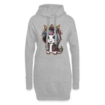 Licorne Kawaii avec tenue de dragon - Sweat-shirt à capuche long Femme - gris chiné - Devant