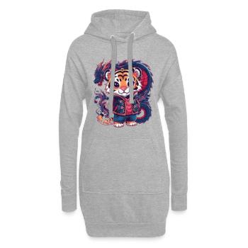 Tigre avec une tenue cool et un dragon chinois - Sweat-shirt à capuche long Femme - gris chiné - Devant