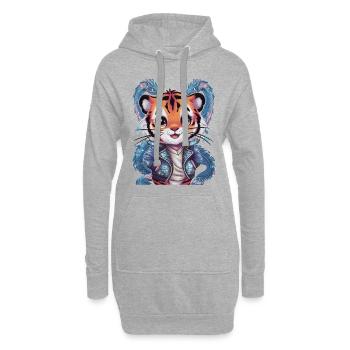 Tigre avec une tenue cool et un dragon chinois - Sweat-shirt à capuche long Femme - gris chiné - Devant