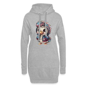 Mignon canard kawaii avec tenue de dragon - Sweat-shirt à capuche long Femme - gris chiné - Devant
