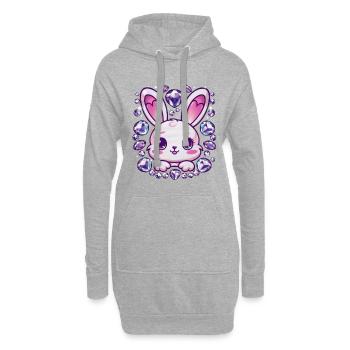 Kawaii Häschen im Cartoon Stil - Hoodie-Kleid - Grau meliert - Vorne