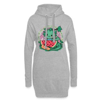 Dragon Kawaii aux pêches et pastèque - Sweat-shirt à capuche long Femme - gris chiné - Devant