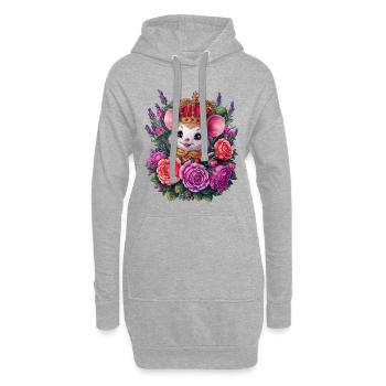 Souris kawaii avec couronne et roses magnifiques - Sweat-shirt à capuche long Femme - gris chiné - Devant