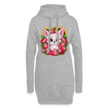 Fennec Renard du désert aux tulipes et citrons - Sweat-shirt à capuche long Femme - gris chiné - Devant