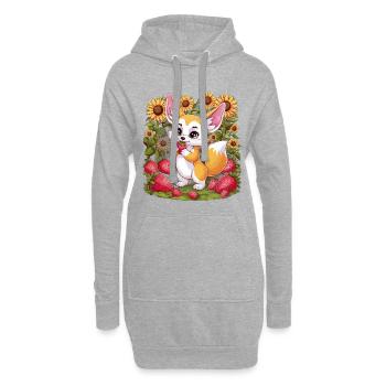 Fennec Renard du désert aux tulipes et citrons - Sweat-shirt à capuche long Femme - gris chiné - Devant