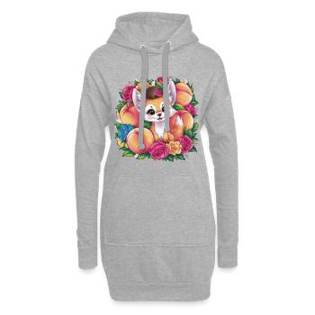 Kawaii Fennek Wüstenfuchs mit Pfirsichen - Hoodie-Kleid - Grau meliert - Vorne