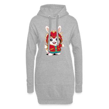 Lapin Kawaii de dessin animé avec tenue de dragon cool - Sweat-shirt à capuche long Femme - gris chiné - Devant