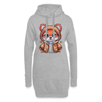 Fuchs im Cartoon Stil mit Bärchen Outfit - Hoodie-Kleid - Grau meliert - Vorne