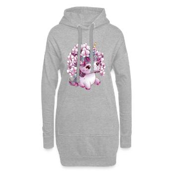 Süßes Einhorn mit Orchideen - Hoodie-Kleid - Grau meliert - Vorne