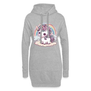 Kawaii Einhorn mit Lillien im Haar - Hoodie-Kleid - Grau meliert - Vorne
