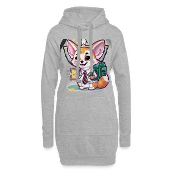 Renard du désert Fennek avec uniforme scolaire - Sweat-shirt à capuche long Femme - gris chiné - Devant