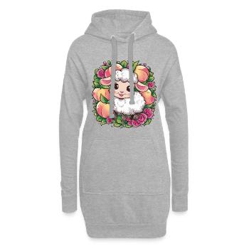 Mouton kawaii aux pêches et aux roses - Sweat-shirt à capuche long Femme - gris chiné - Devant