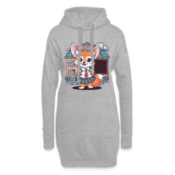 Renard du désert Fennek avec uniforme scolaire - Sweat-shirt à capuche long Femme - gris chiné - Devant