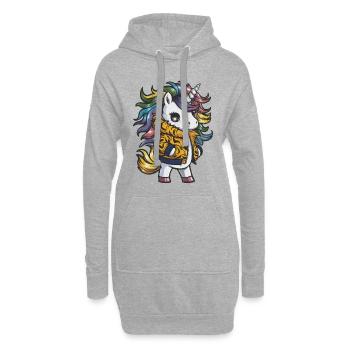 Licorne Kawaii de dessin animé avec tenue de tigre - Sweat-shirt à capuche long Femme - gris chiné - Devant