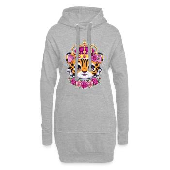 Tigre kawaii avec jolie tenue de lion. - Sweat-shirt à capuche long Femme - gris chiné - Devant