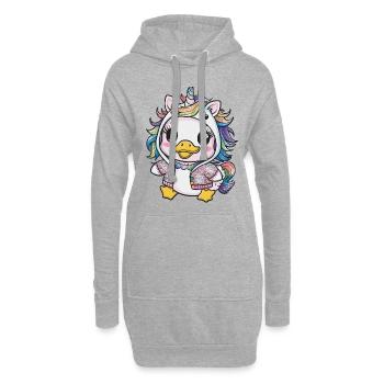 Dessin animé Kawaii Caneton avec tenue de licorne - Sweat-shirt à capuche long Femme - gris chiné - Devant