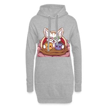 Renard du désert Kawaii Fennec avec tasses et couverture - Sweat-shirt à capuche long Femme - gris chiné - Devant