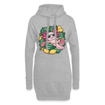 Axolotl Kawaii aux citrons et pastèques - Sweat-shirt à capuche long Femme - gris chiné - Devant