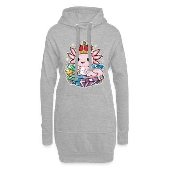 Axolotl Kawaii avec Couronne Royale. - Sweat-shirt à capuche long Femme - gris chiné - Devant