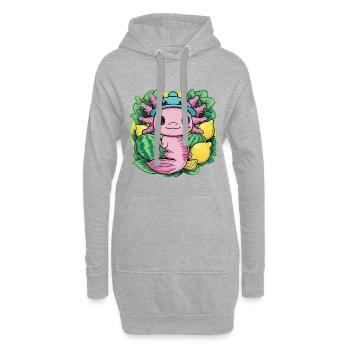 Axolotl Kawaii aux citrons et pastèques - Sweat-shirt à capuche long Femme - gris chiné - Devant