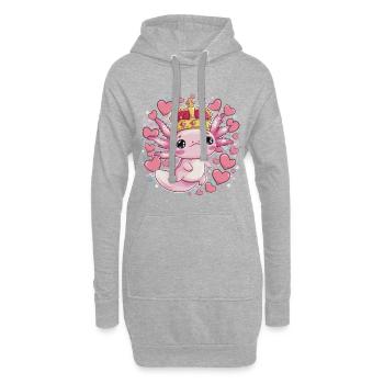 Axolotl Kawaii avec Couronne Royale. - Sweat-shirt à capuche long Femme - gris chiné - Devant
