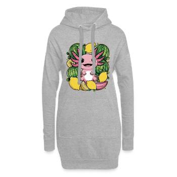 Axolotl Kawaii aux citrons et pastèques - Sweat-shirt à capuche long Femme - gris chiné - Devant