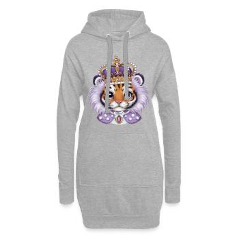 Kawaii Tiger mit prachtvoller Krone - Hoodie-Kleid - Grau meliert - Vorne
