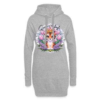 Dessin animé Kawaii Tiger avec couronne de tulipes et lilas - Sweat-shirt à capuche long Femme - gris chiné - Devant