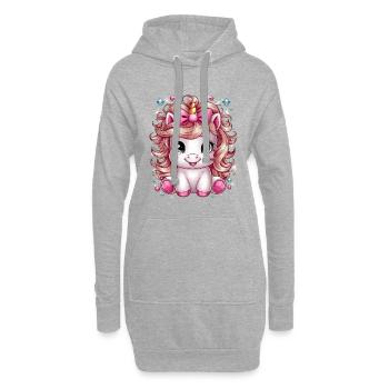 Kawaii Einhorn mit Schleife im Haar - Hoodie-Kleid - Grau meliert - Vorne