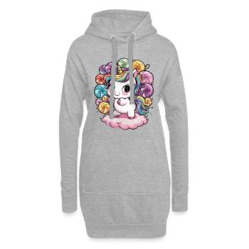 Kawaii Einhorn mit Süßigkeiten - Hoodie-Kleid - Grau meliert - Vorne