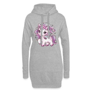 Kawaii Einhorn mit Schleife im Haar - Hoodie-Kleid - Grau meliert - Vorne