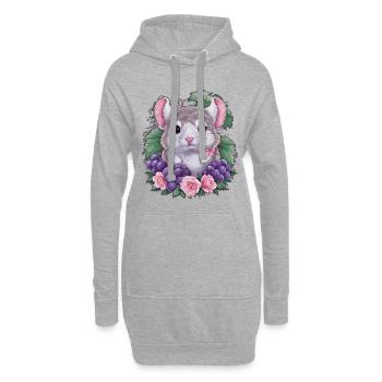 Kawaii Chinchilla mit roten Trauben und Rosen - Hoodie-Kleid - Grau meliert - Vorne
