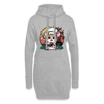 Kawaii Maus liebt japanisches Sushi - Hoodie-Kleid - Grau meliert - Vorne