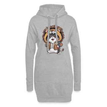 Kawaii Hamster im Löwen Outfit - Hoodie-Kleid - Grau meliert - Vorne