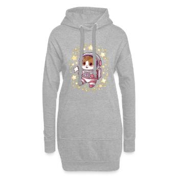 Kawaii Hamster mit Sternen und im Astronautenanzug - Hoodie-Kleid - Grau meliert - Vorne
