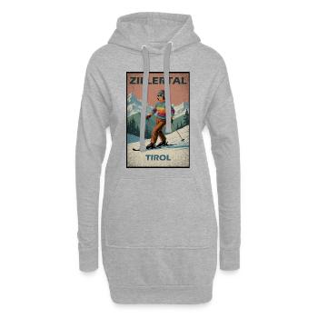 Zillertal Ski Alpes - Sweat-shirt à capuche long Femme - gris chiné - Devant