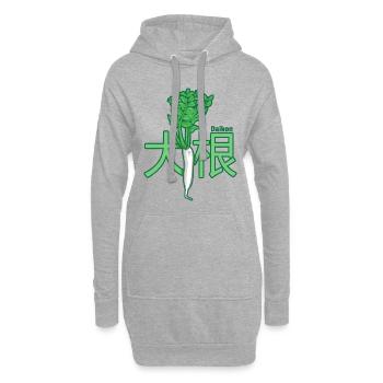 Raddish Daikon Japonais - Sweat-shirt à capuche long Femme - gris chiné - Devant