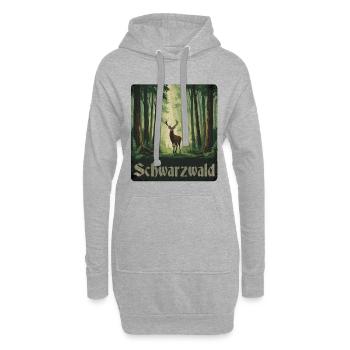 Schwarzwald mit Hirsch - Hoodie-Kleid - Grau meliert - Vorne