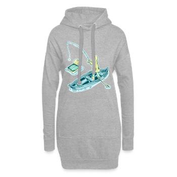 Pêche à la sardine - Sweat-shirt à capuche long Femme - gris chiné - Devant