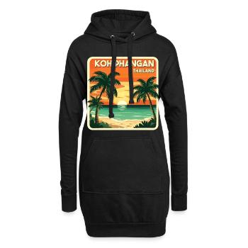 Koh Phangan Thailand - Hoodie-Kleid - Schwarz - Vorne