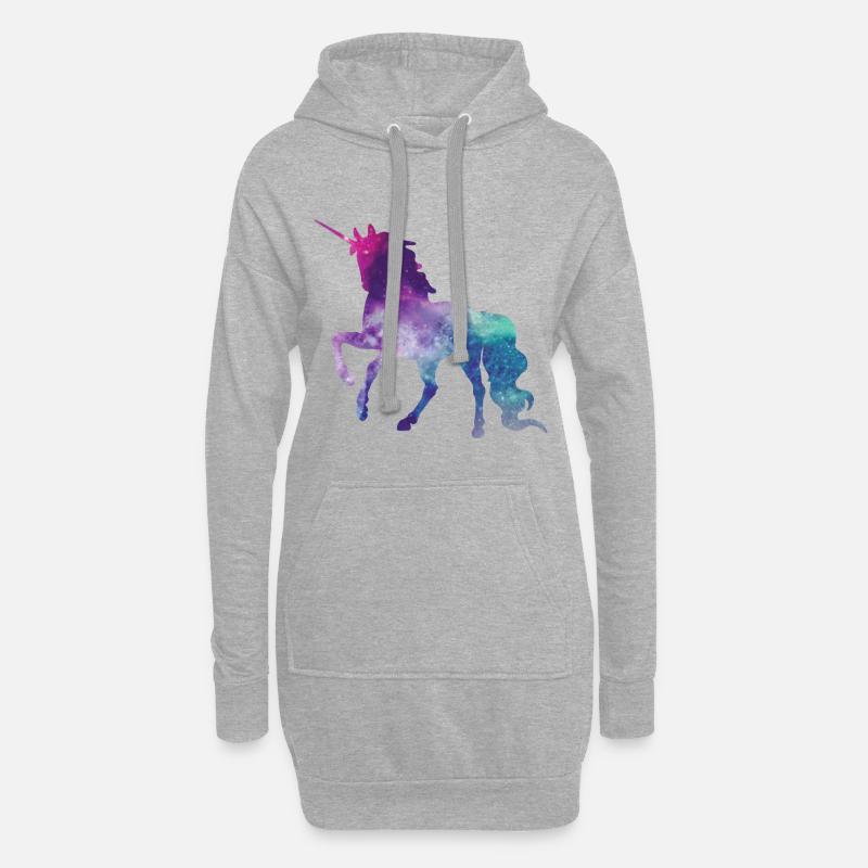 Einhorn, Einhörner, Ich liebe Einhörner - Hoodie-Kleid - Grau meliert