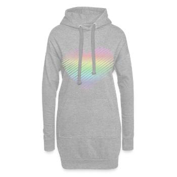 Regenbogenherz - Hoodie-Kleid - Grau meliert - Vorne