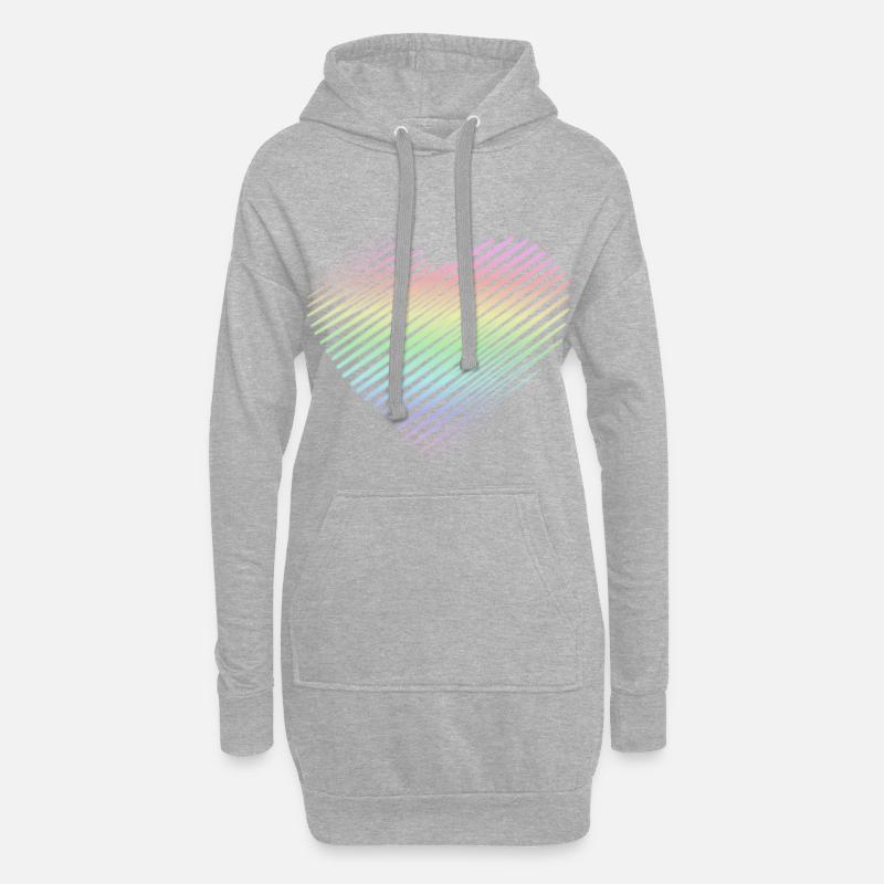 Regenbogenherz - Hoodie-Kleid - Grau meliert